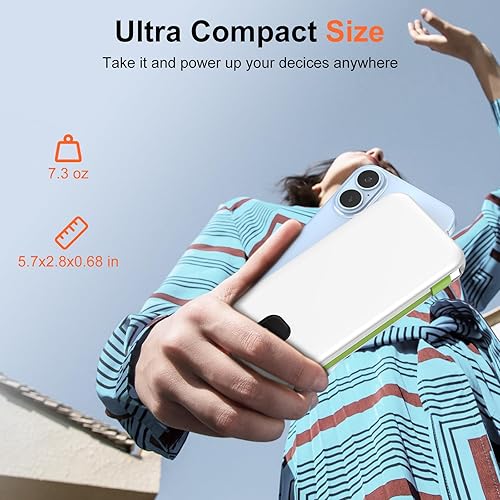 Miniatura 2 de Cargador portátil con cables integrados y enchufe de pared de CA, banco de energía USB C de 10000 mAh, cargador de teléfono, batería externa