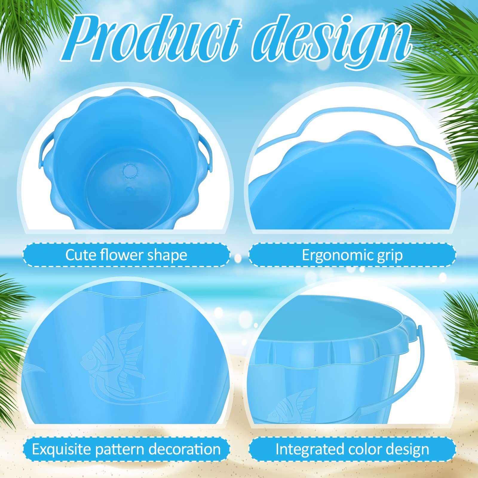14 cubos de agua de 5.51 pulgadas para niños, mini cubos de arena, cubo pequeño de plástico con asas, cubo de arena de juguete de colores brillantes para la playa y jugar en la piscina, fiesta 3