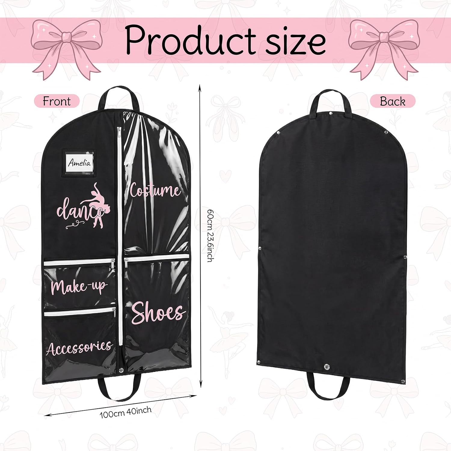 Klyyo 6 Pack 40'' Dance Costume Garment Bag for Dancers Foldable Pocket