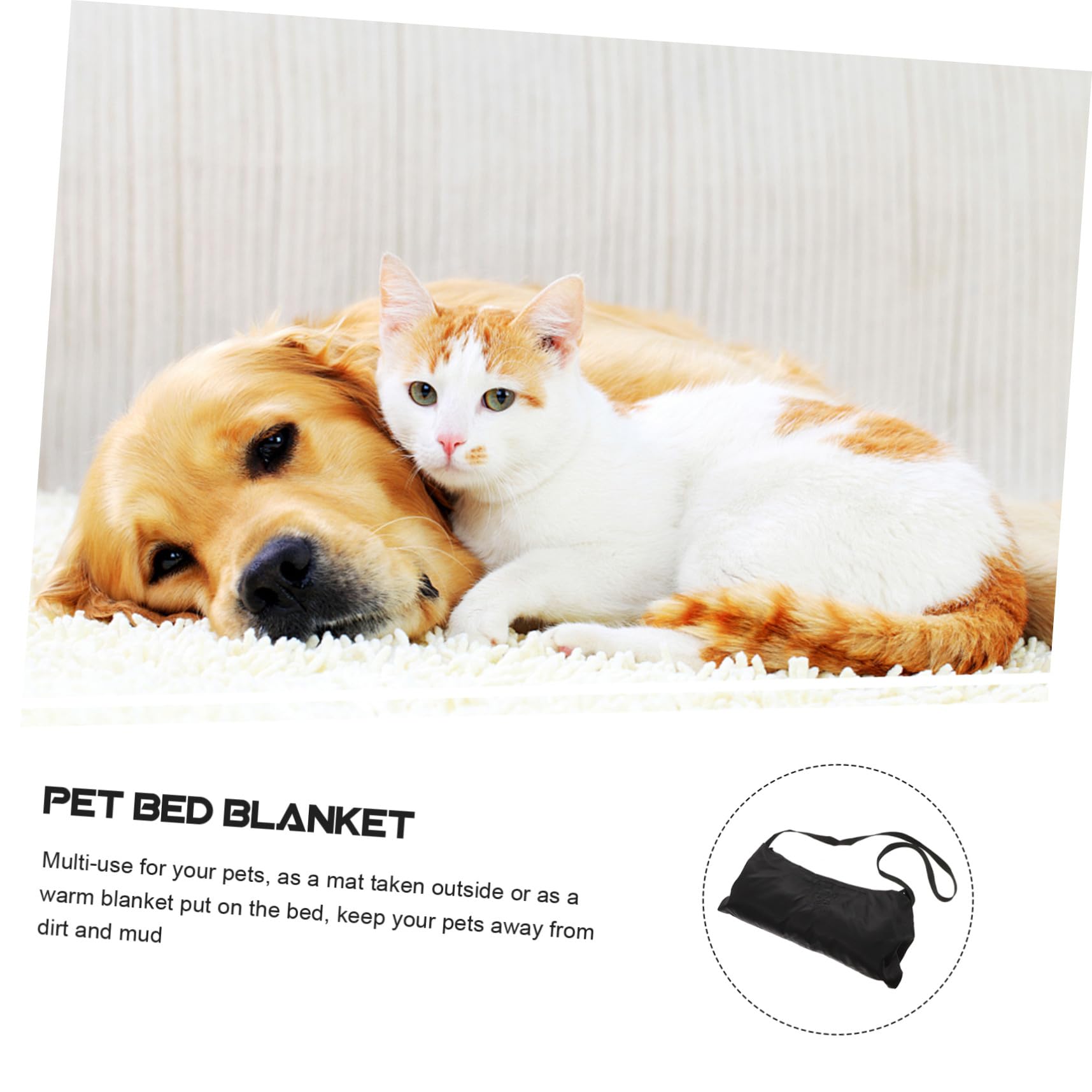 Veemoon Manta Térmica Plegable para Mascotas, Lana Negra, Rectangular