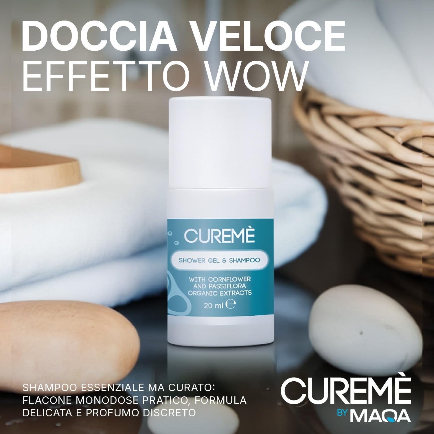 Set Cortesia Bagno per B&B Completo 200 Pezzi – Shampoo Doccia 20 ml + Saponette 8 g Monodose