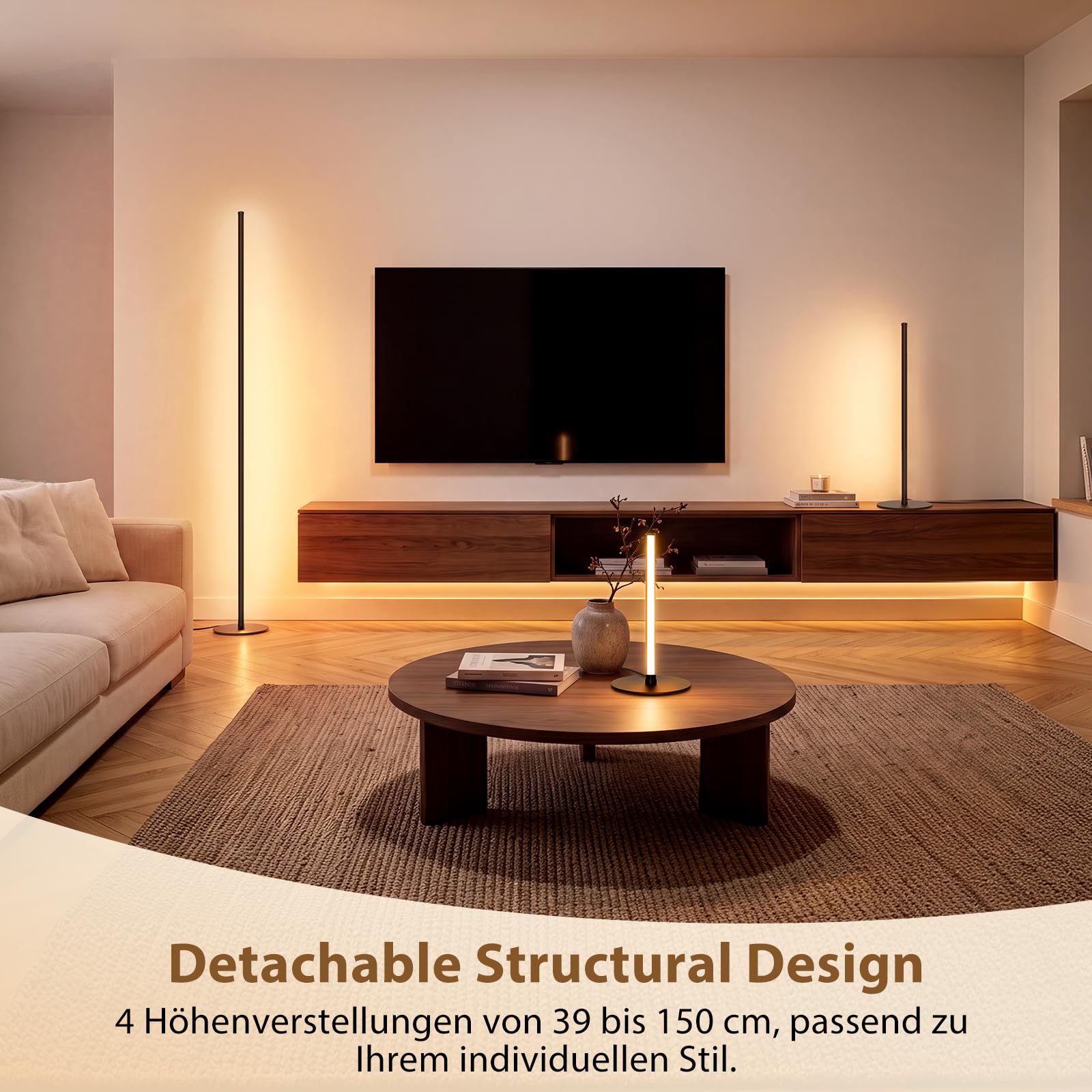 LED Stehlampe Wohnzimmer Dimmbar - 150cm Modern Stehlampe mit Fernbedienung 2700-6500K, Timing-Funktion Indirekte Beleuchtung Wohnzimmer Ecklampe für Schlafzimmer Gaming-Zimmer Deko Wohnzimmer-Schwarz