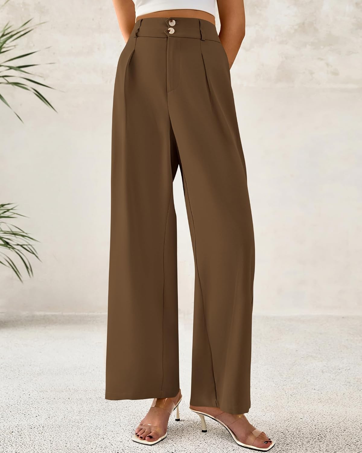 BTFBM Women Wide Leg Dress Pants 2026 High Waisted Button Pleated Business Casual Trousers Office Work Palazzo Pants - Image 5