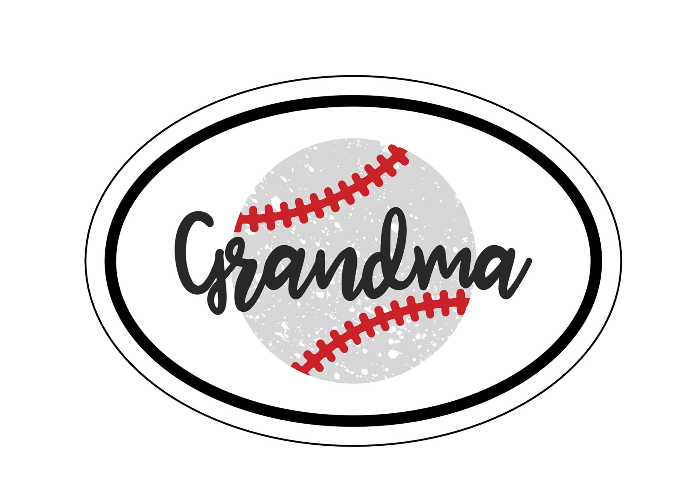 WickedGoodz Oval Baseball Grandma Decal - Grandparent Bumper Sticker - for Laptops Tumblers Windows Cars Trucks Walls
