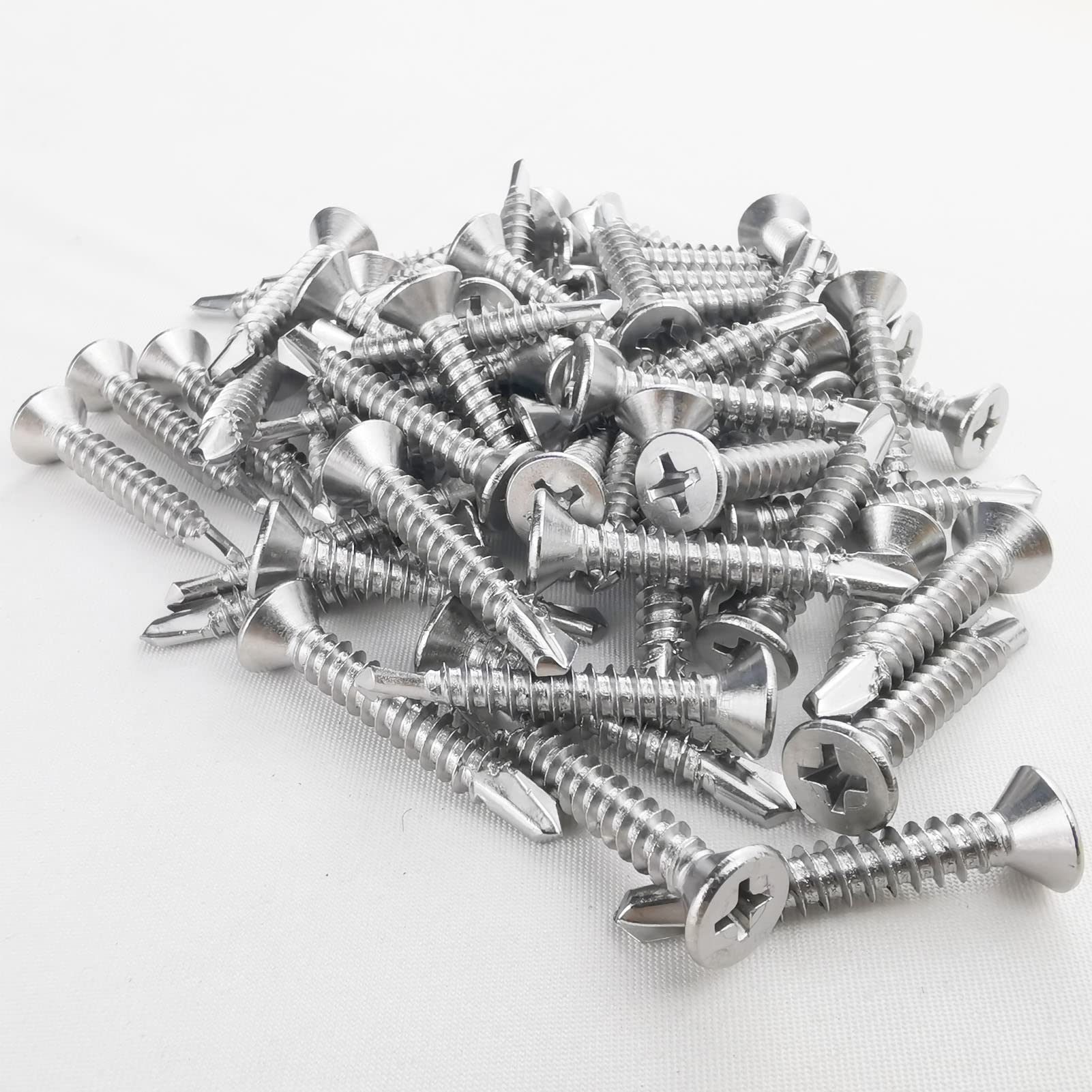 60 Zelftappende Schroeven – 4,2x32 Mm – 410 Roestvrij Staal – Platte Kop – Phillips #2 – Zelftappende Plaatsschroeven – Voor Hout, Kunststof, Zacht Metaal