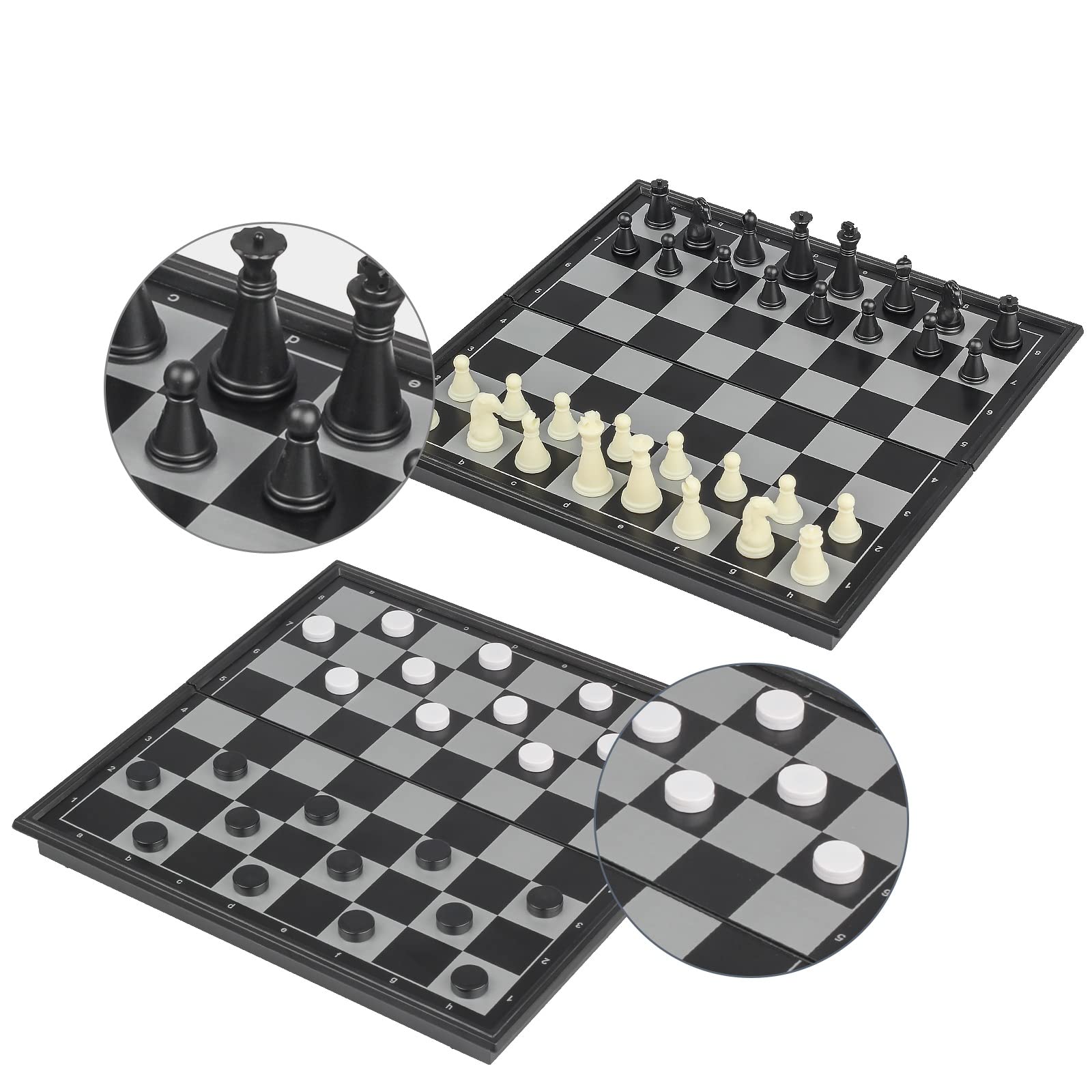 Andux Foldable Magnetic Two-in-one Chess Board Game Set, Chess and Checkers CXYXQ-01 (L)