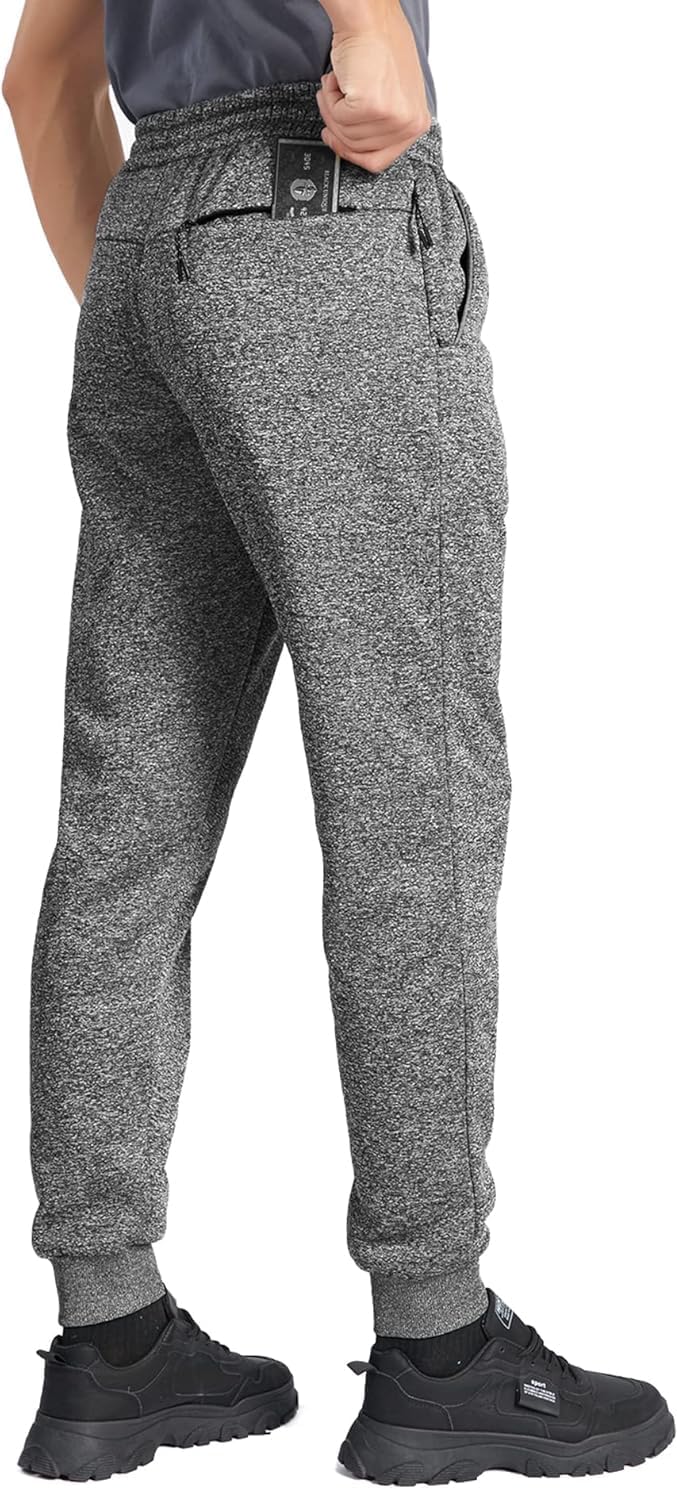 SECOOD Men's Fleece Winter Pants Sherpa Lined Active Warm Sweatpants Drawstring Elastic with Pockets - Image 6