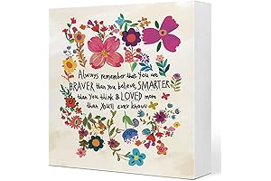 Always Remember You are Braver Than You Think Colorful Flowers Wooden Sign