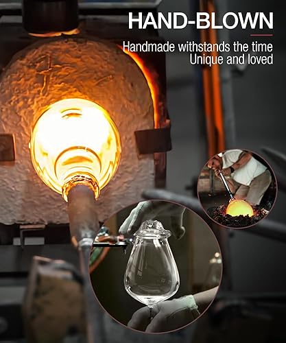 Miniatura 5 de Juego de 4 copas de vino tinto, grandes copas de cristal Burgundy sopladas a mano - ultra delgadas, ligeras para cata de vinos, 23.5 onzas, regalos