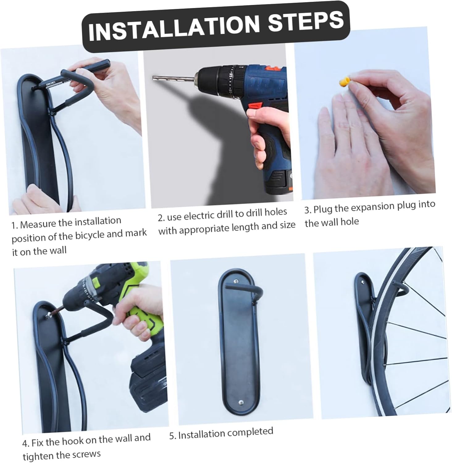 TEHAUX 1Set Heavy Duty Bike Hanger Wall Mounted Hook Capacity Bicycle Holder for Home Storage Space Saving Design Easy Installation Durable and Resistant Bike