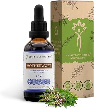 Secrets of the Tribe Motherwort Tincture Alcohol-Free Liquid Extract, Motherwort Leonurus Cardiaca Dried Herb 2 FL OZ
