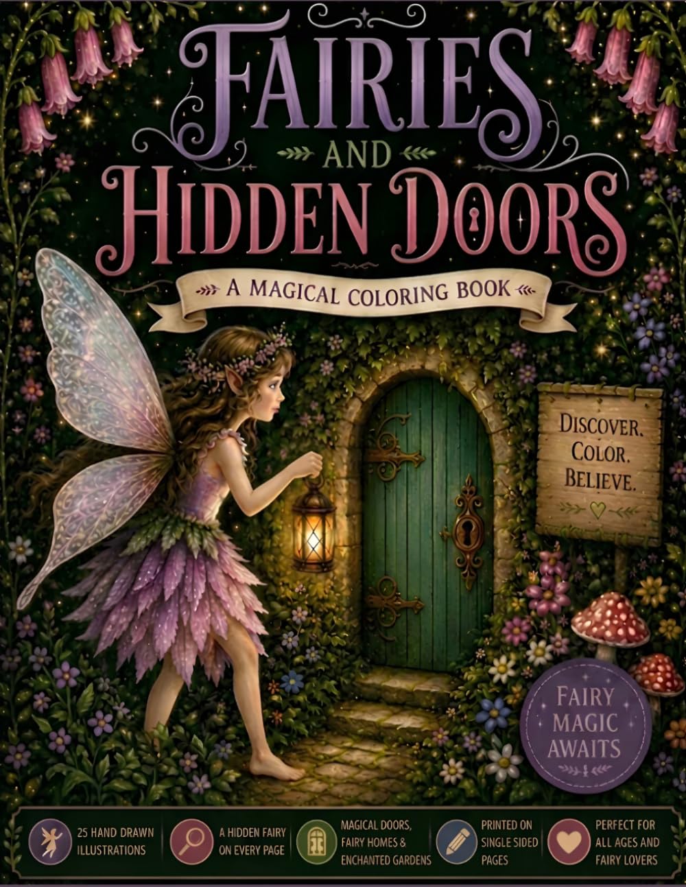 Fairies and Hidden Doors Coloring Book: An Enchanting Coloring Book of Secret Tiny Worlds & Whimsical Magic (VelvetFox Hidden Treasures)