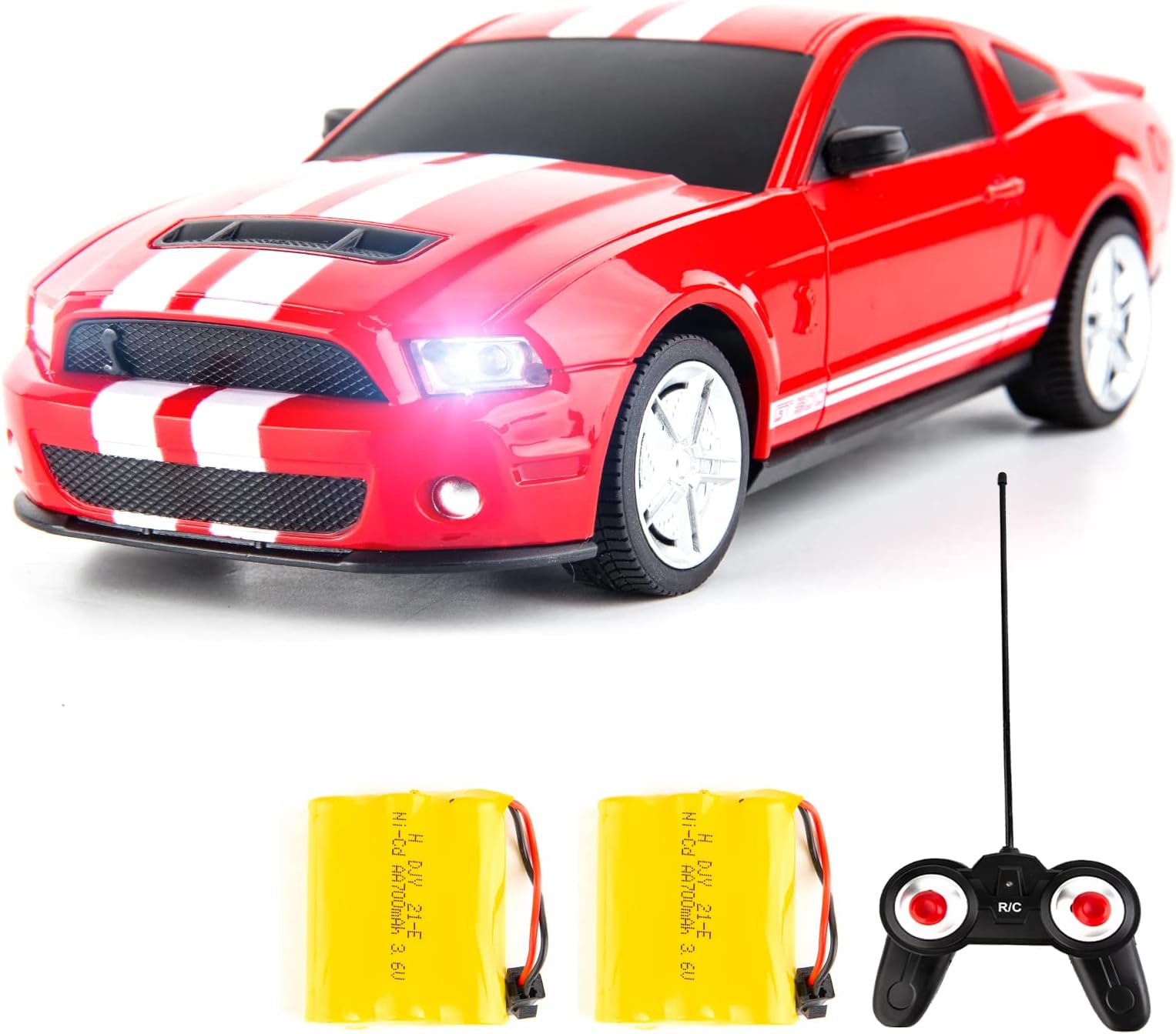 Remote Control 1/24 Ford Mustang Shelby GT500 RC Model Car, Toys for 6+ Kids and Adults Red