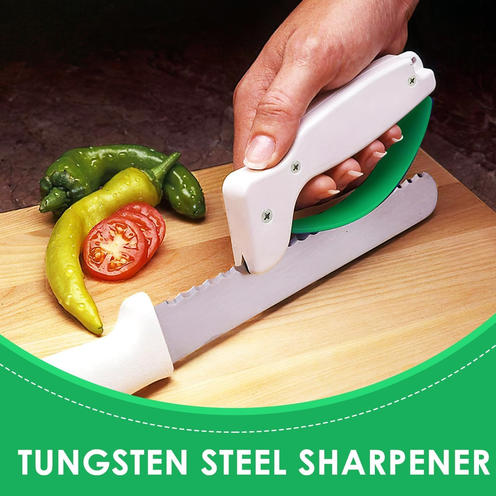 Aiguiseur de Couteaux en Carbure de Tungstène Portable - Affuteur couteau Manuel pour Cuisine et Jardinage - Aiguiseur couteau de Cuisine, Ciseaux et Outils de Jardin - Facile et Sûr à Utiliser