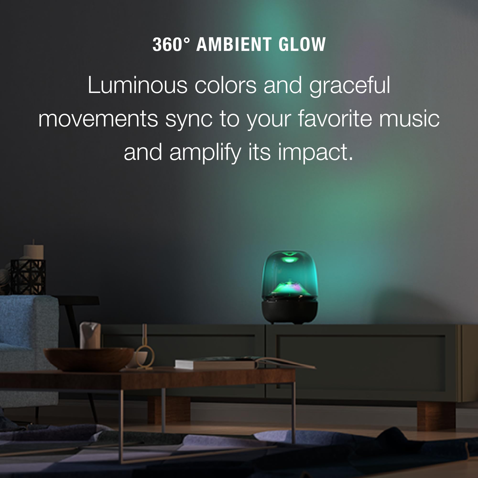 Harman Kardon Aura Studio 5 - Bluetooth® Home Speaker with Transparent Dome Design and Diamond-Effect Lighting - Black - 4