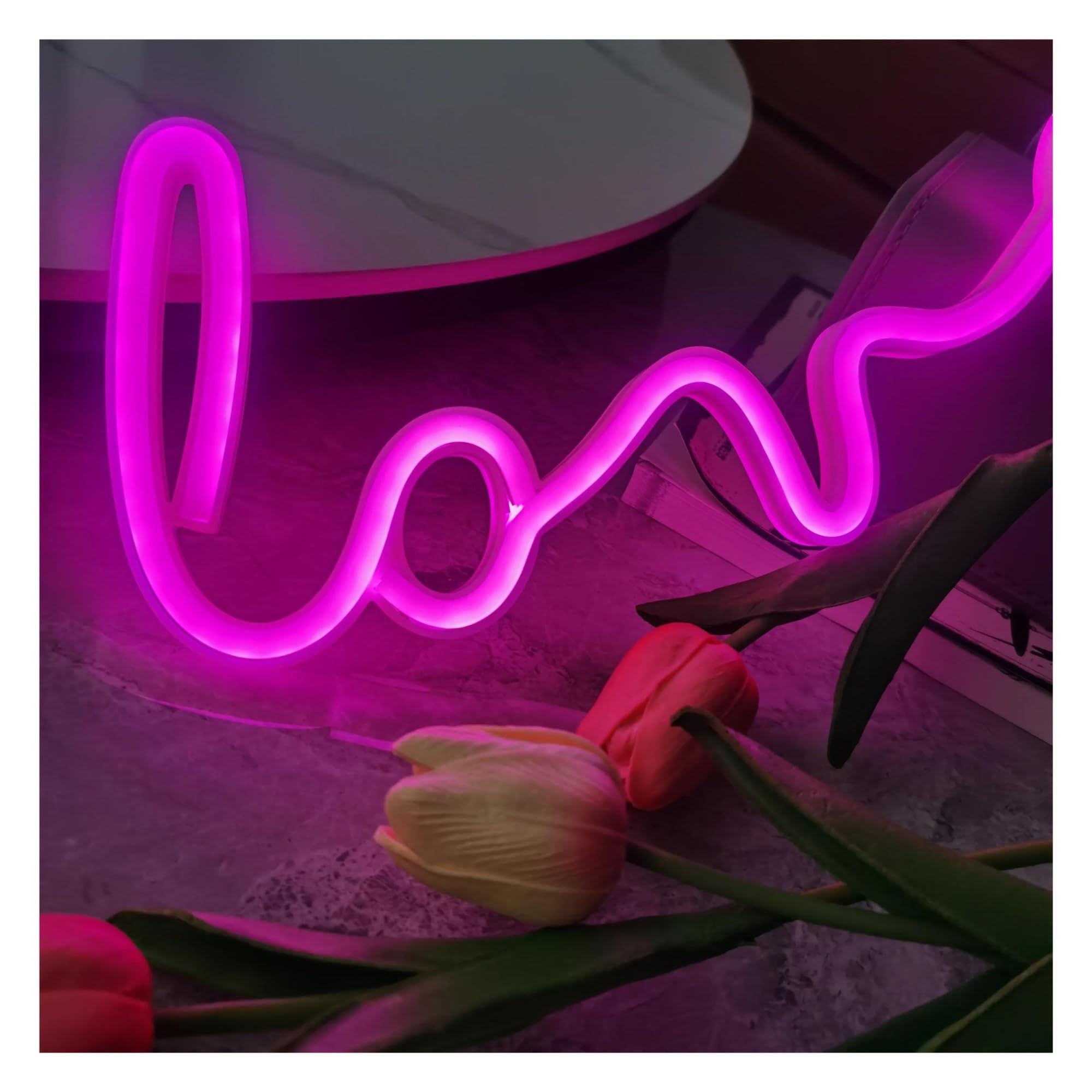 XENITE Luces Art Decoration Christmas Letrero De Neón Love Con Luz LED Y Alimentación USB Para Dormitorio, Boda, San Valentín, Fiesta, Cumpleaños, Decoración Navideña, 35cmx13cm