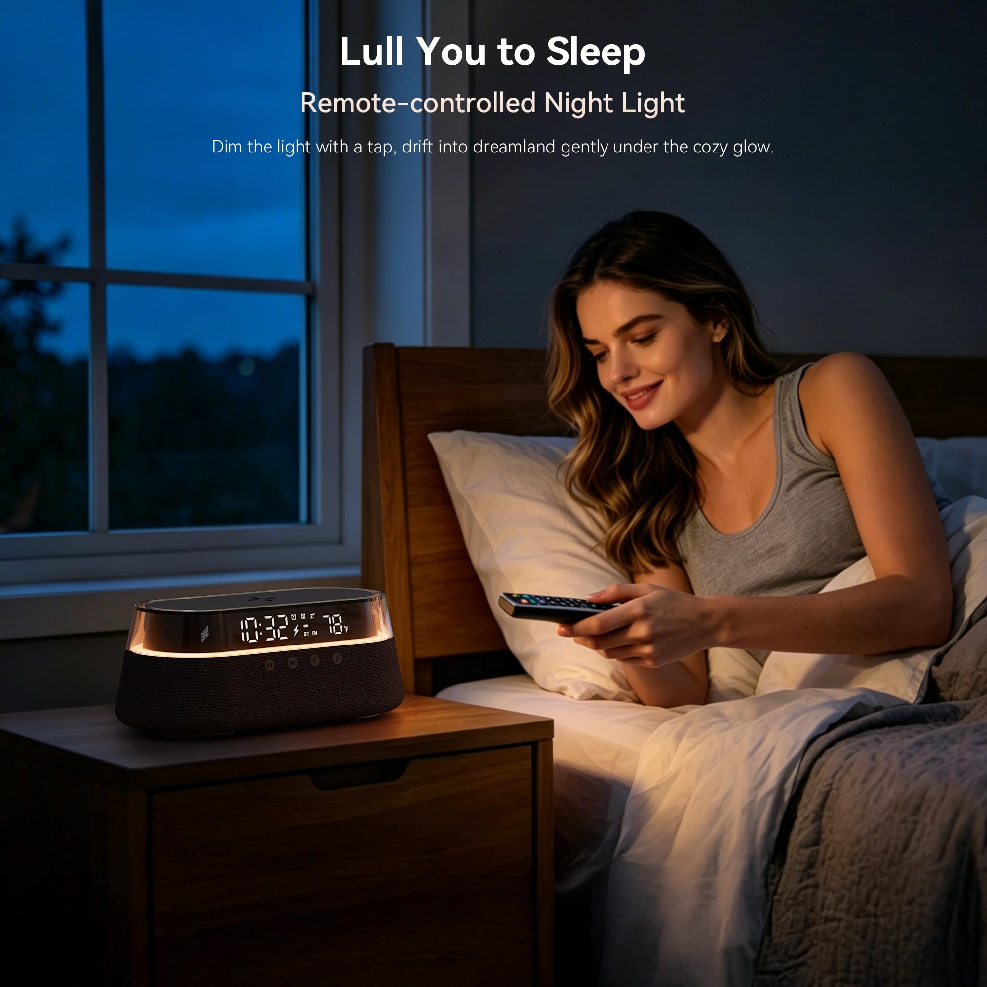 Altoparlante Bluetooth con Sveglia Caricatore Wireless 15W con Telecomando | Doppia Sveglia con Radio, Funzione Snooze e Luce Notturna per la Camera da Letto o l'ufficio Regalo Uomo Donne