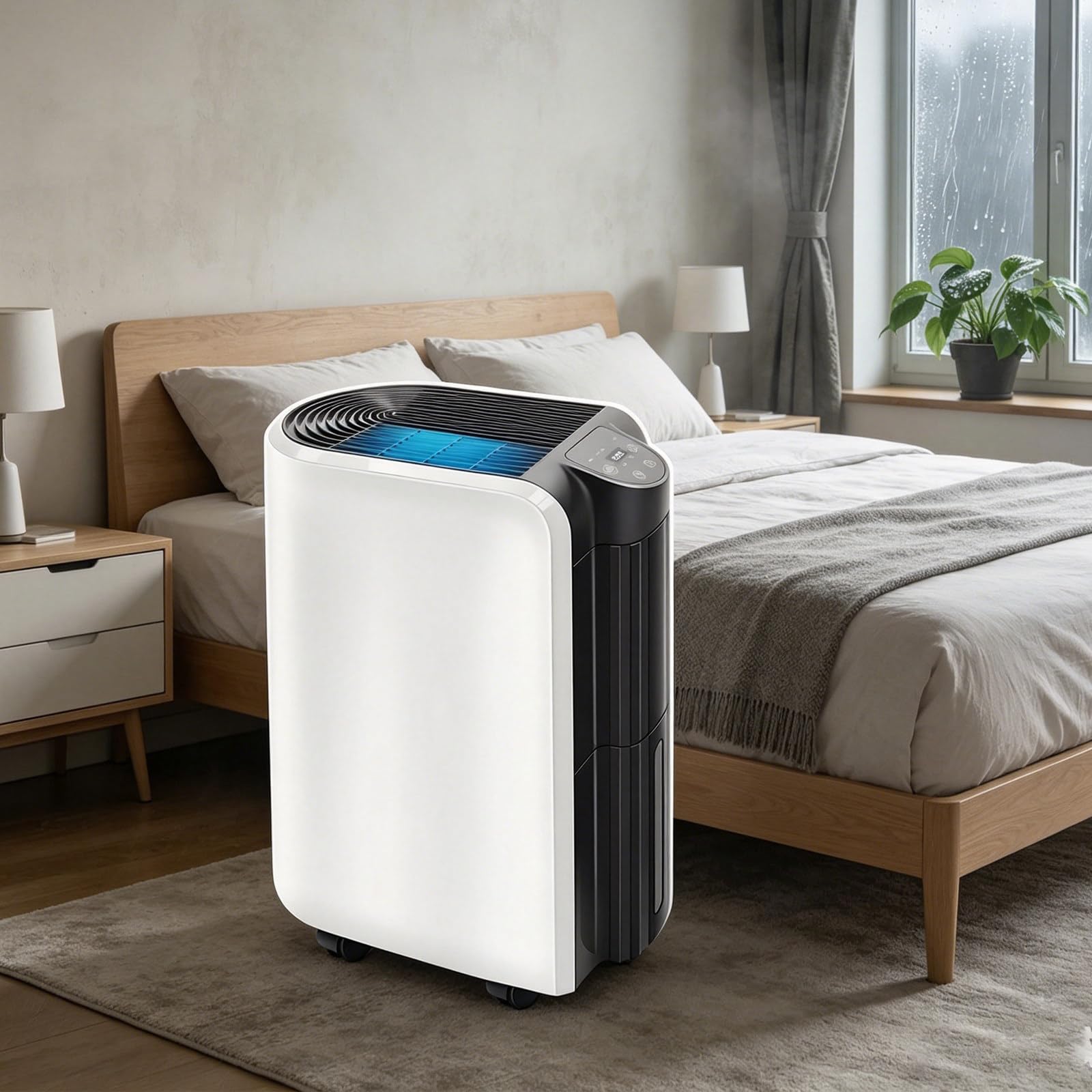 Wydajny osuszacz powietrza do całego domu, wydajność 20 l/dzień, obszar 35 m², inteligentna aplikacja (2,4 GHz i 5 GHz), ciągły drenaż, energooszczędny 280 W, cicha praca, do użytku domowego