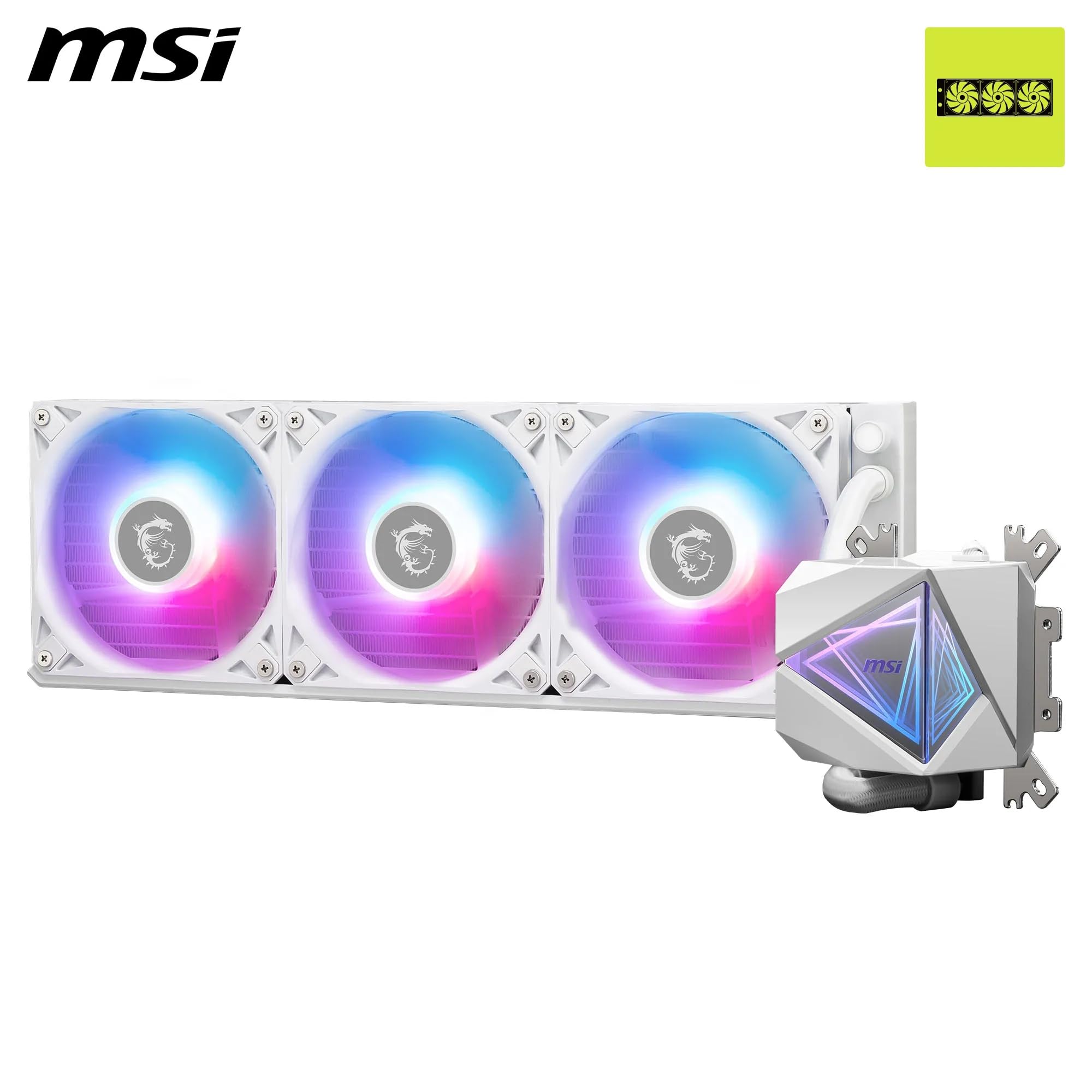 MSI MAG CORELIQUID I360 WHITE AIO Dissipatore a Liquido CPU – Blockhead ARGB e Ventole LDB, Blocco Acqua a Doppia Camera, Radiatore a Flusso Diviso - Compatibile con Intel e AMD