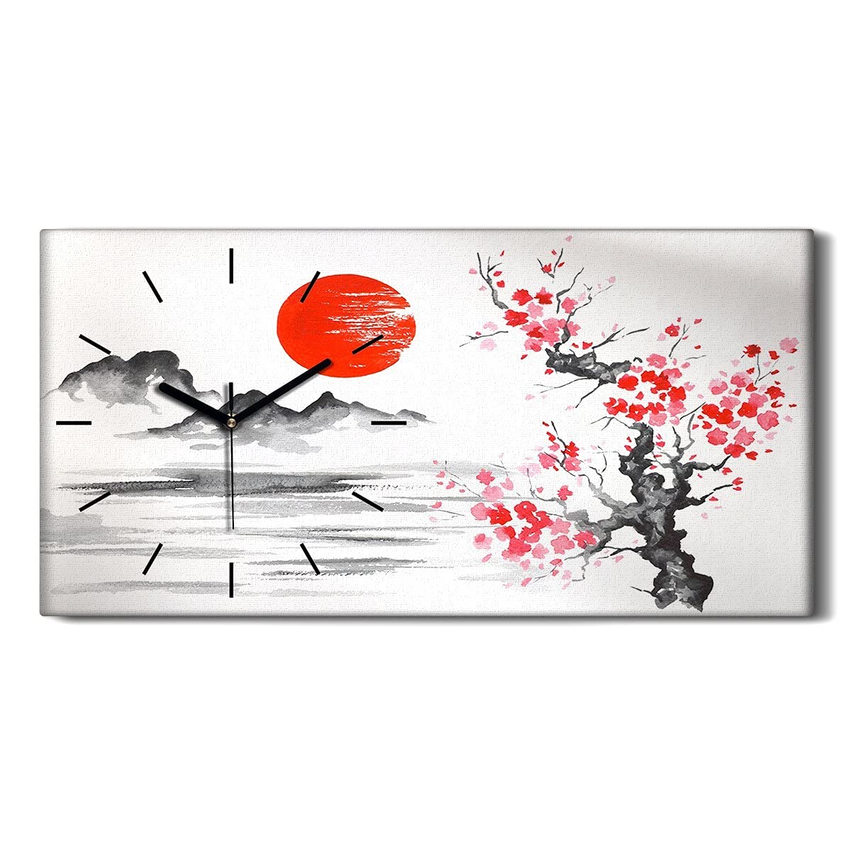 Horloge sur Toile motif encre japonaise idée cadeau originale
