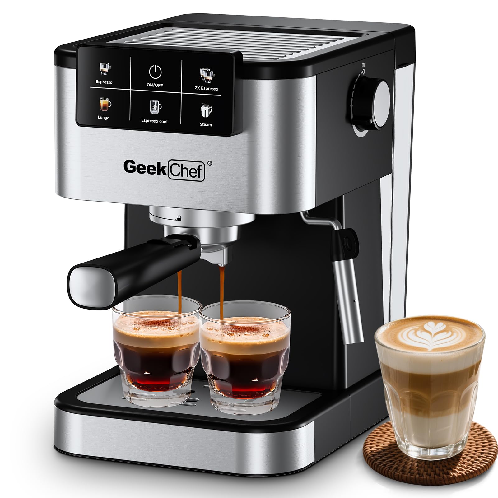 Amazon.com: Geek Chef Espresso Machine with Milk Frother, 20 Bar