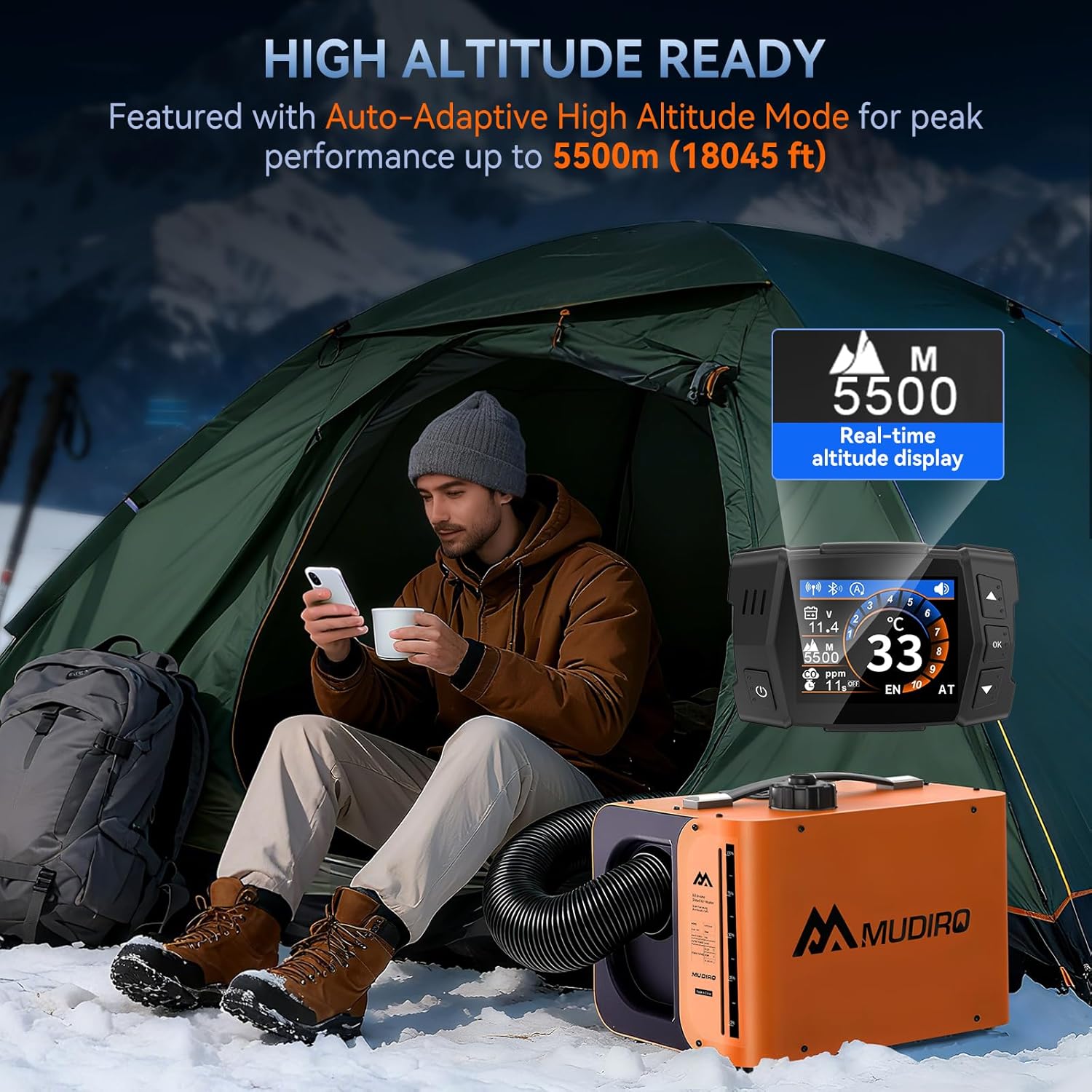 MUDIRO M-5S Ultra Diesel Heater with temperature control graph