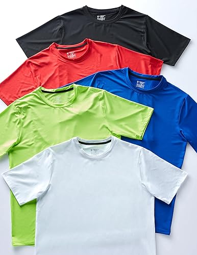 Miniatura 6 de Paquete de 5 camisetas de manga corta, con cuello redondo y de secado rápido para hombre, camisetas deportivas para correr, entrenar o ir al gimnasio