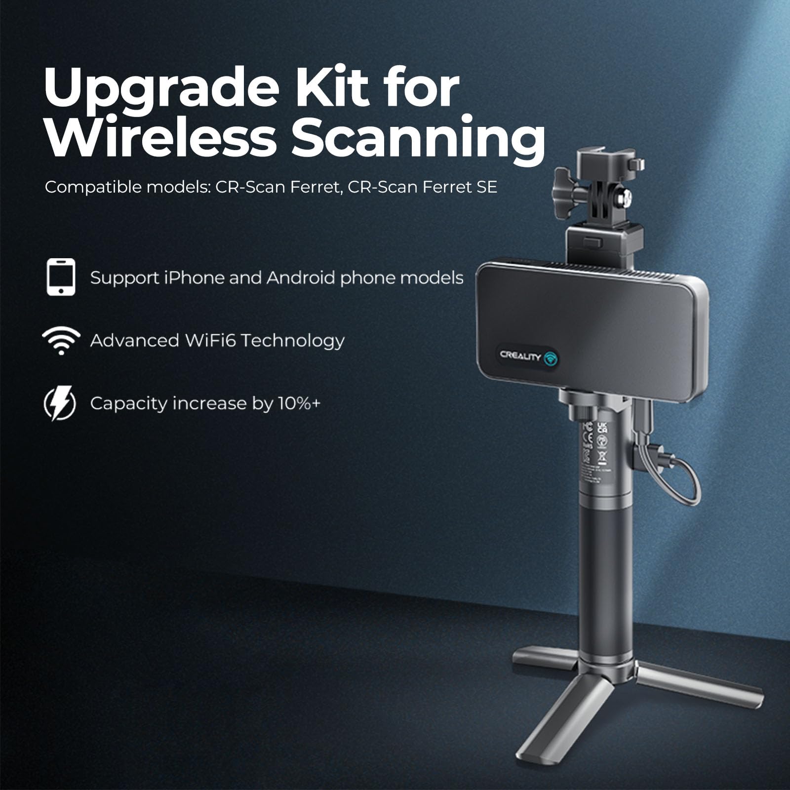 CREALITY 3D-Scanner Cr-Scan Ferret Wireless Scaning-Kit, WLAN6-Wireless-Brücke, Kapazitätssteigerung um 10%+, intuitive Indikatoren und geringem Stromverbrauch Ferret/Ferret SE