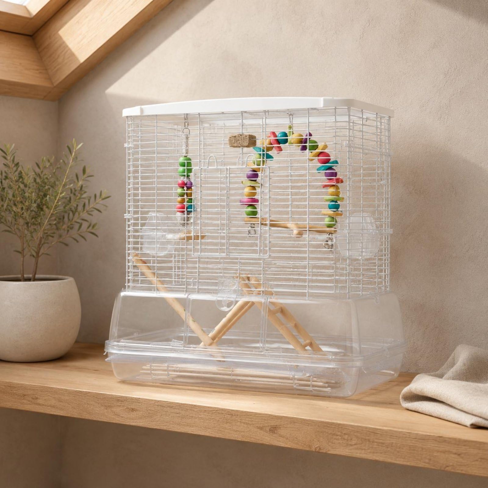 Jaula Acrílico Transparente Anti-rrame Jaula Acrílica Panorámica Panorámica Artículo para Aves para Interior, Multicolor, Paquete Cuatro, 61 40.5 57.5CM