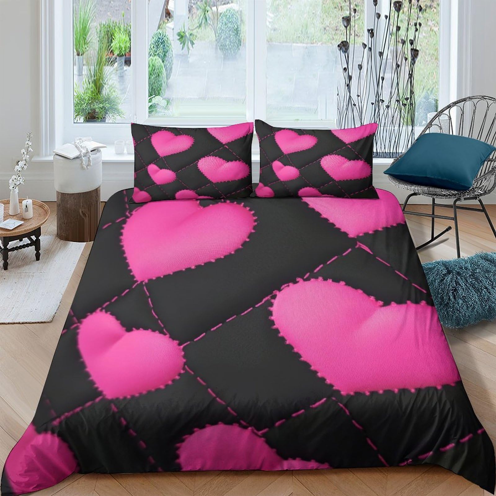 Linge de lit léger 3 pièces 135x200 motif faune sauvage 3D