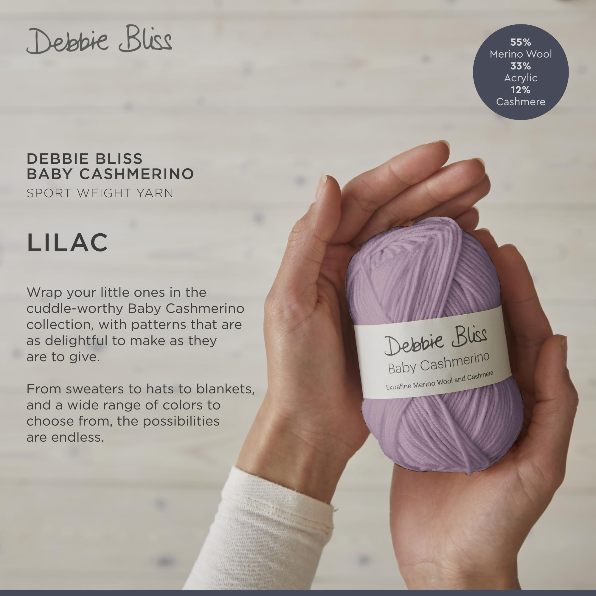 Amazon.com: Debbie Bliss Baby Cashmerino Yarn 1.76oz (50g), 137