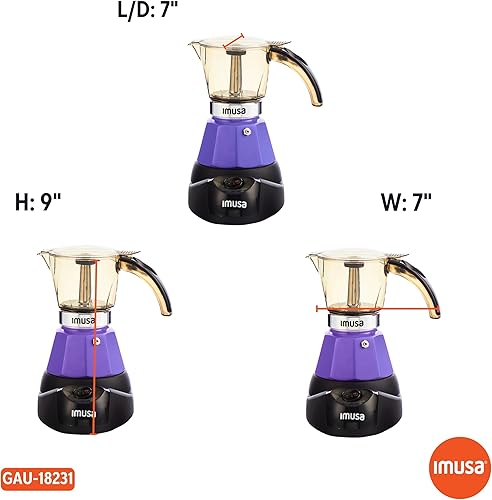 Miniatura 8 de IMUSA Cafetera Eléctrica de Espresso de 3 o 2 Tazas, Morado