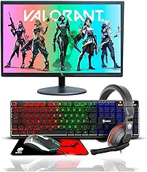 Monitor 19,5” Widescreen + Combo Gamer 4 em 1 (Teclado, Mouse, Headset e Mousepad), Estudos e Jogos Casuais HDMI/VGA, Alta Precisão, Conforto e Custo-Benefício