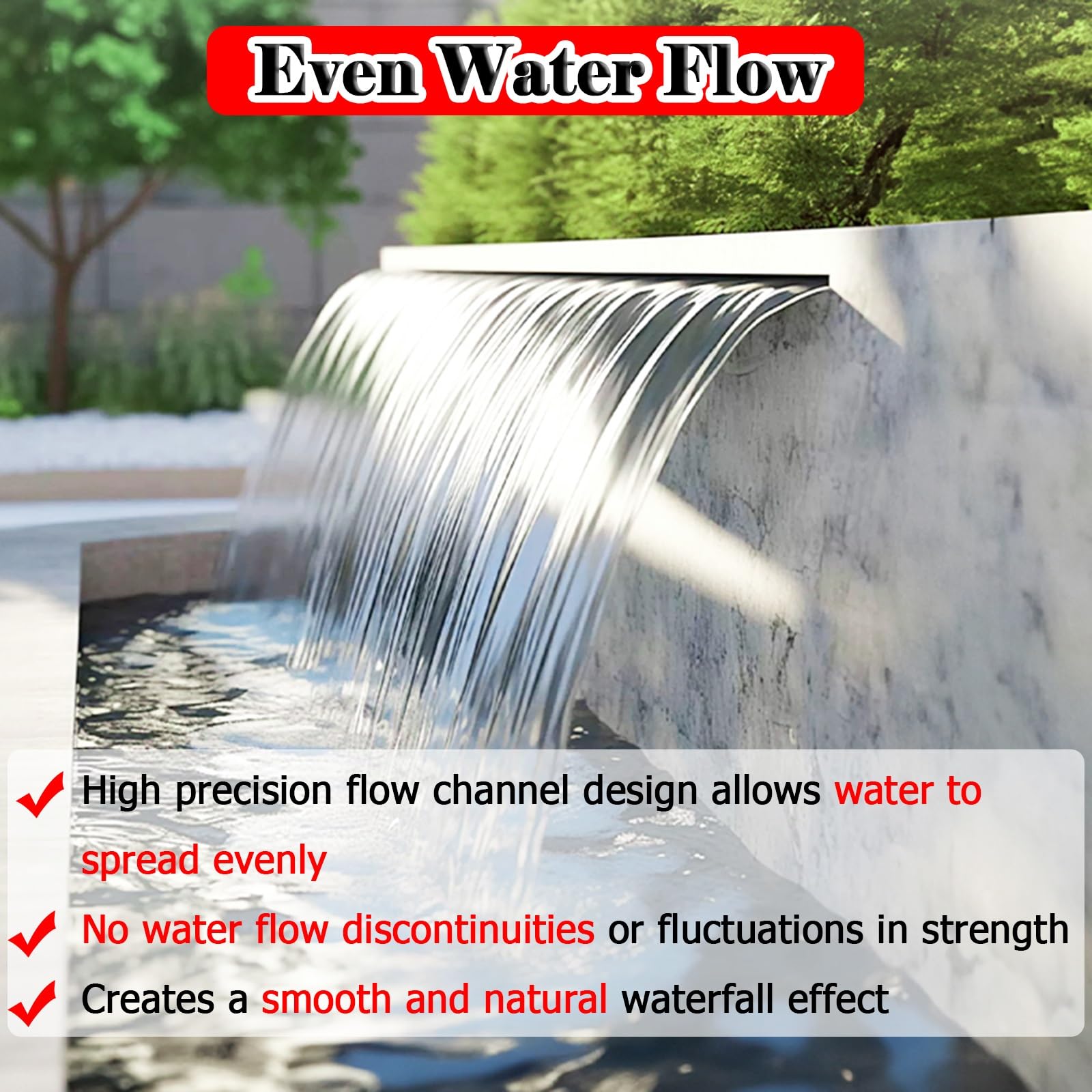 Cascata in acciaio inox Spillway Kit96 "fontana da giardino per stagni koi, fontane e piscine, cascata all'aperto per paesaggi Ele