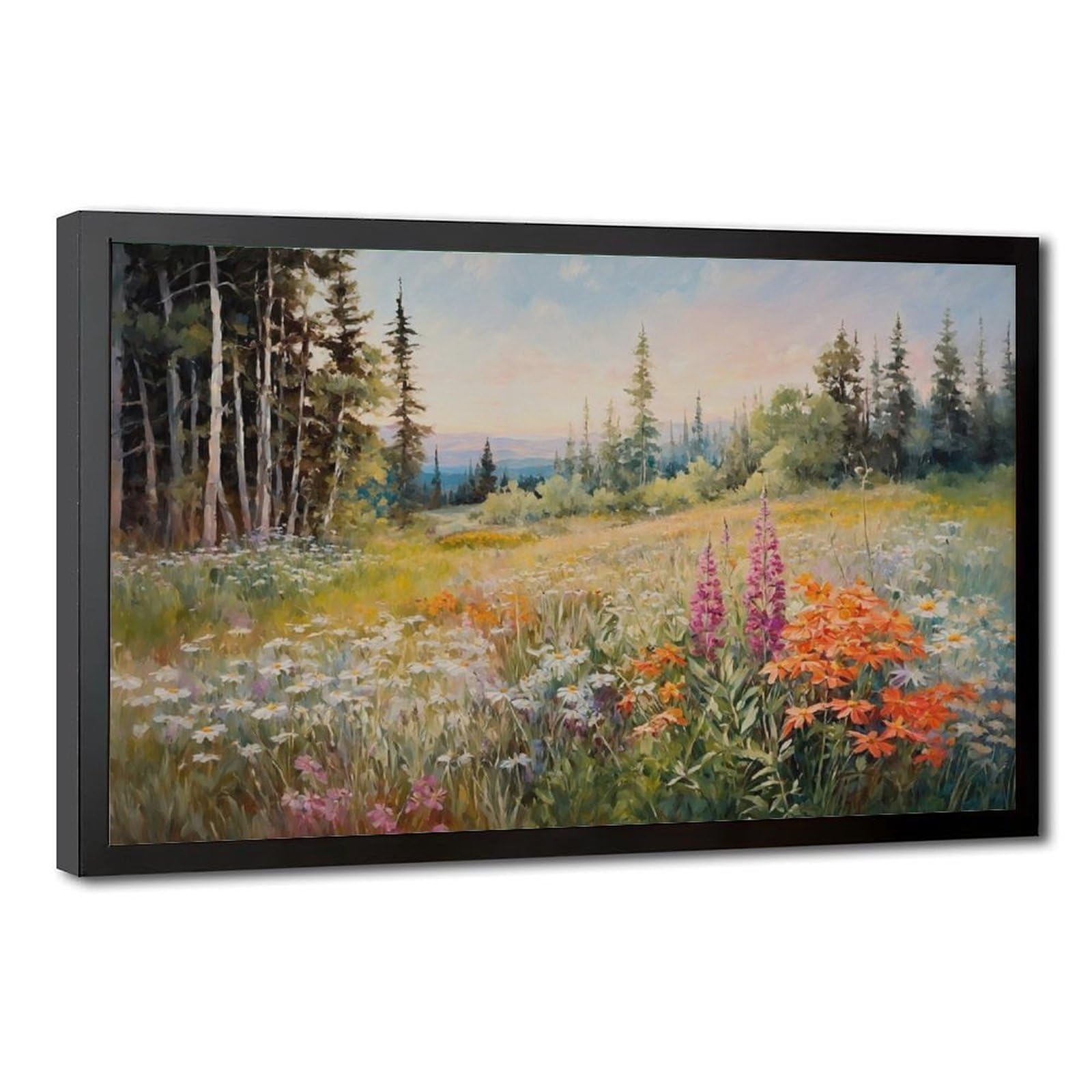 Bareronor Wildflower Field Canvas Poster for Dorm Room Decor Gift