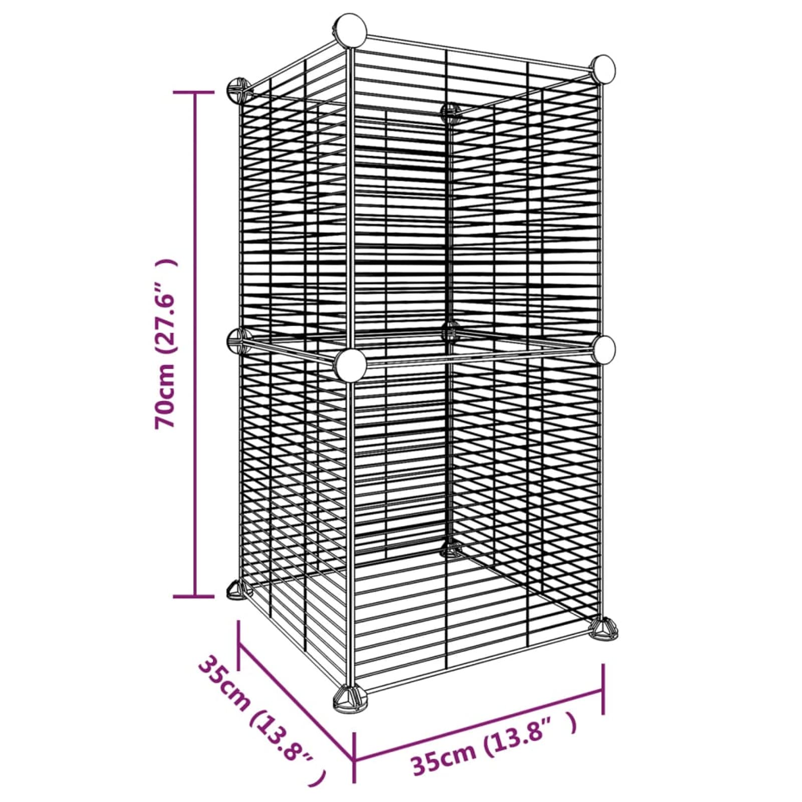 Homgoday Klatka dla zwierząt domowych 8 paneli czarna 35 x 35 cm stal, dekoracja klatki dla psa wewnętrzna klatka dla psa Kennel dla psów klatki dla psów ogrodzenie dla psów na zewnątrz model 3114034