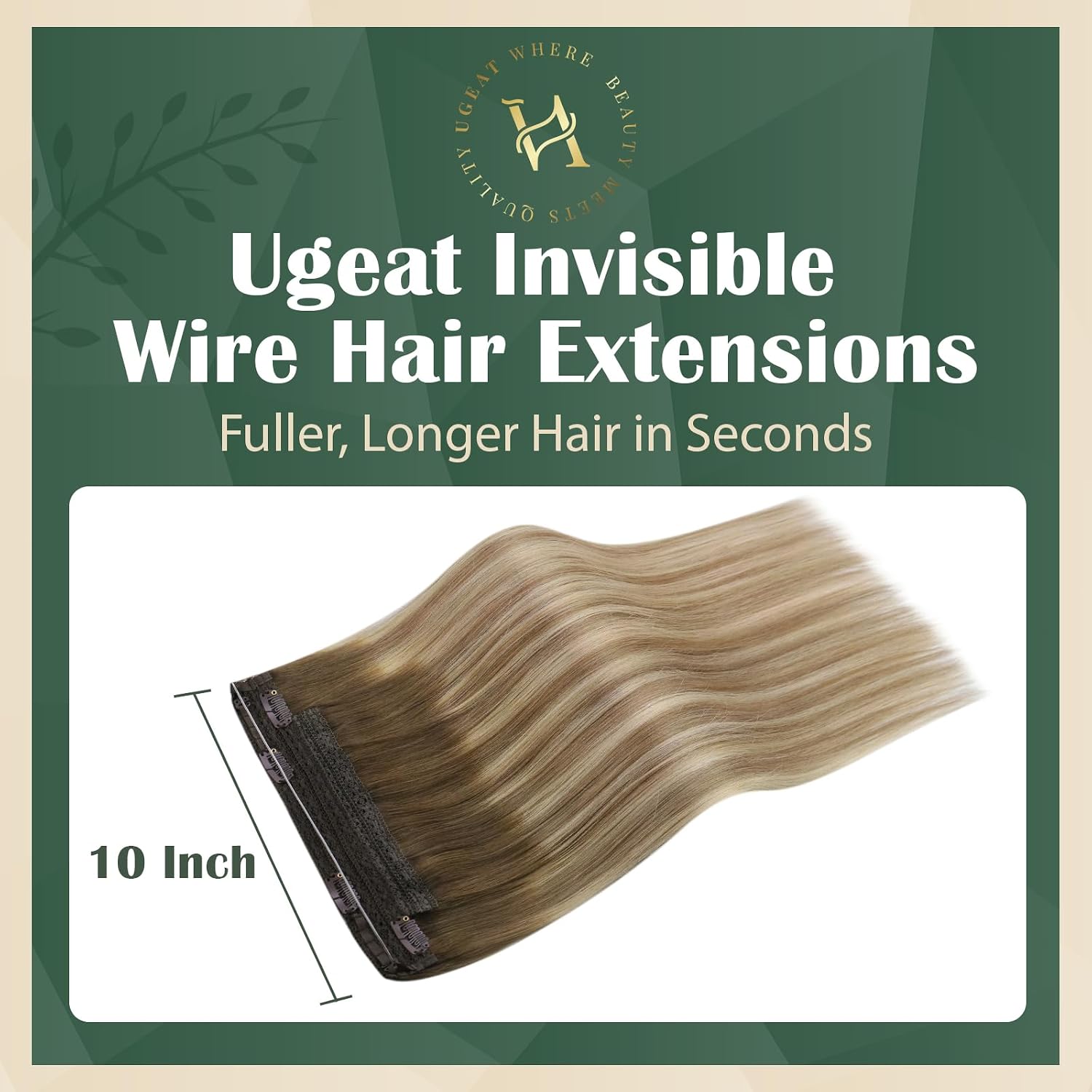 Ugeat Brown Wire Hair Extensions Real Human Hair Balayage Dark Brown to Light Blonde Wire Hair Extensions Ombrw String Hair Extension for Women One Piece Full Head 18 Inch 80g