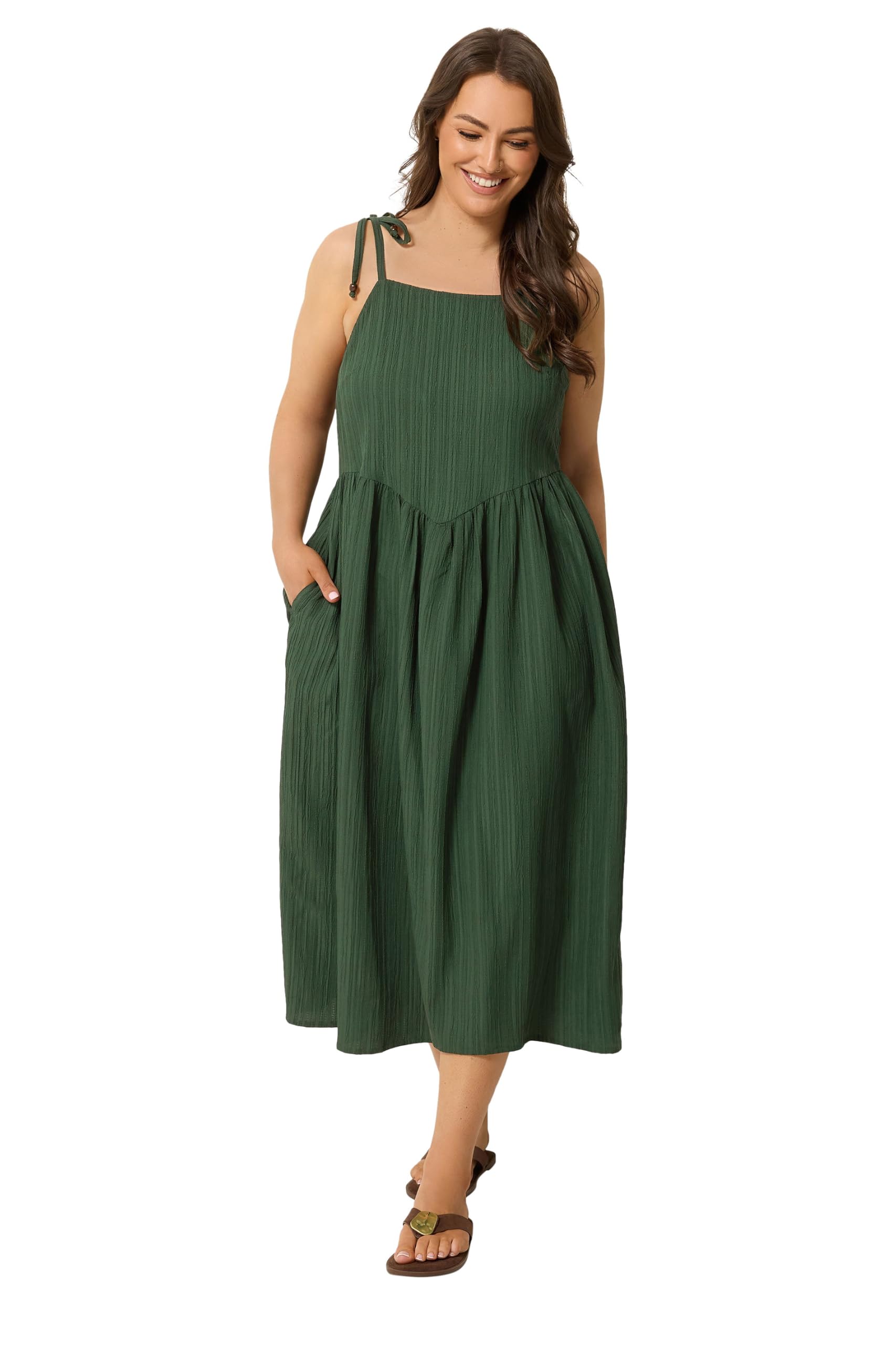 Yours - Women's - Strappy Midi Dress - Size 20 - Dark Green