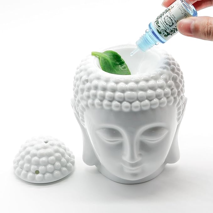 Difusor de Aromas Eléctrico Buddha Cabeza Cerámico Blanco miniatura 4