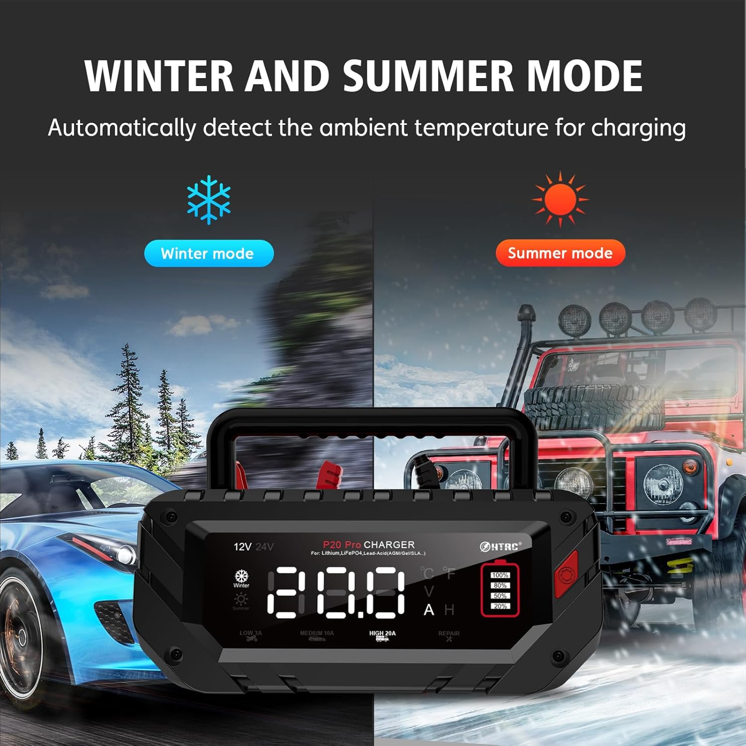 Cargador De Batería De Coche 12V 5A Con Pantalla LCD, Reparación Por Pulsos, Para Moto, Coche O Quad