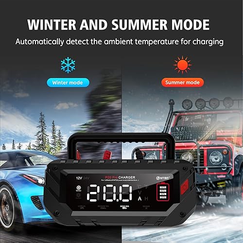 Miniatura 8 de Cargador de batería Litio Lifepo4,Cargador de batería de coche totalmente automático de 12V 24V, Cargador de batería de 20 amperios Automotive,