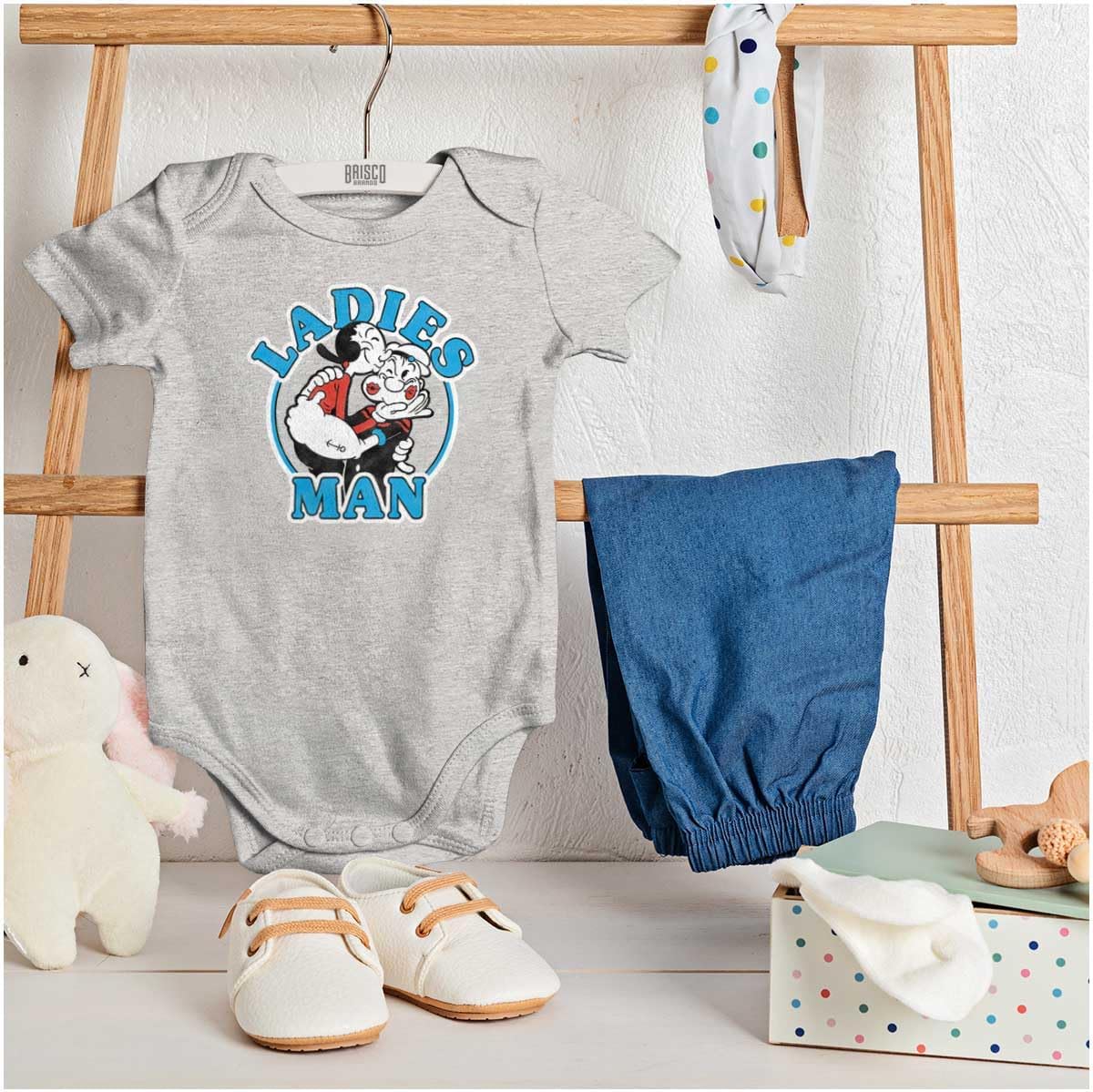 Brisco Brands Popeye and Olive Oyl Ladies Man Funny Baby Bodysuit Jumper Boys