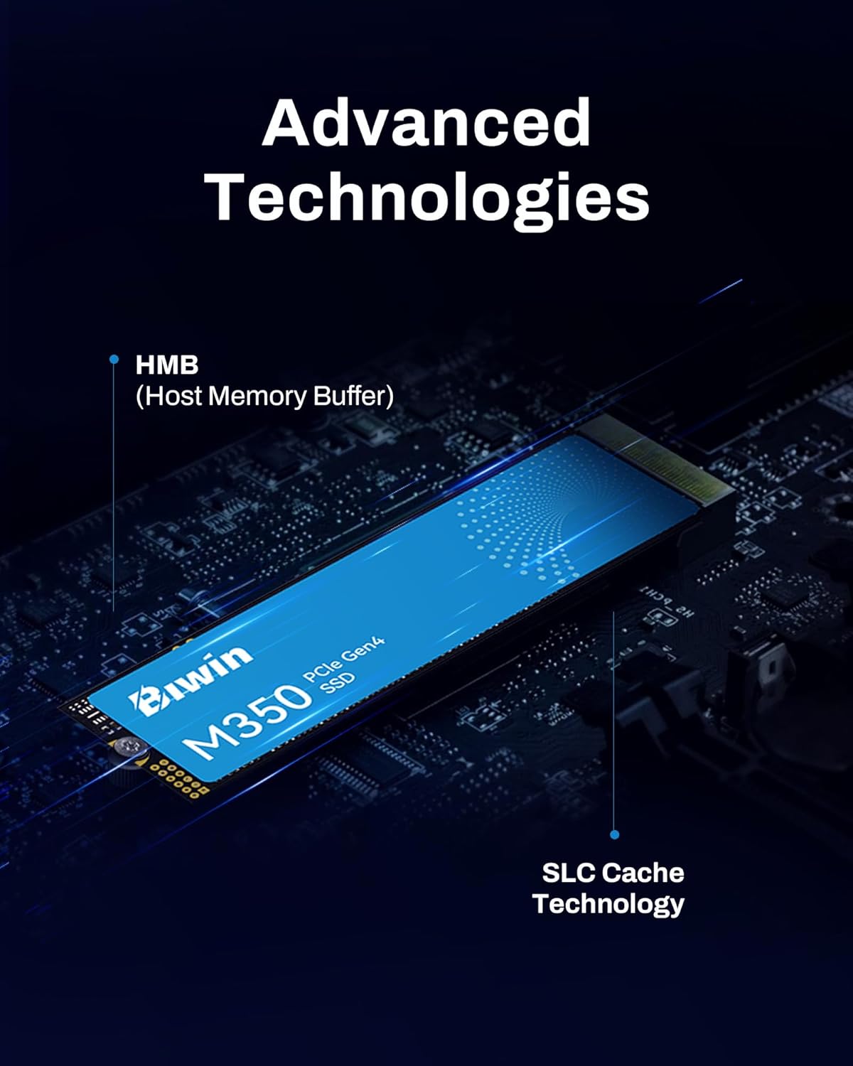 BIWIN M350 NVMe Gen4 SSD 2TB, PCIe 4.0, M.2 2280, Read Speeds Up to 6000MB/s, Internal Solid State Drive for Laptop and Desktop PC - BM350NN02TB-RGX