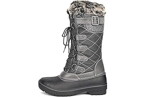 DreamPairs Women's Mid-Calf Winter Snow Boots with Warm Faux Fur Lining