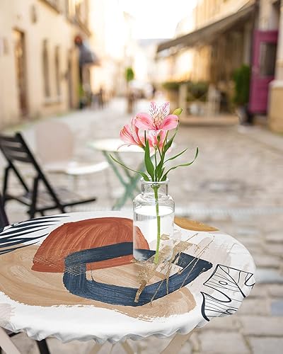 Vista 50 de Mantel redondo ajustable de Navidad para mesa redonda, mantel rojo floral de Navidad, mantel impermeable con borde elástico, mantel circular rojo