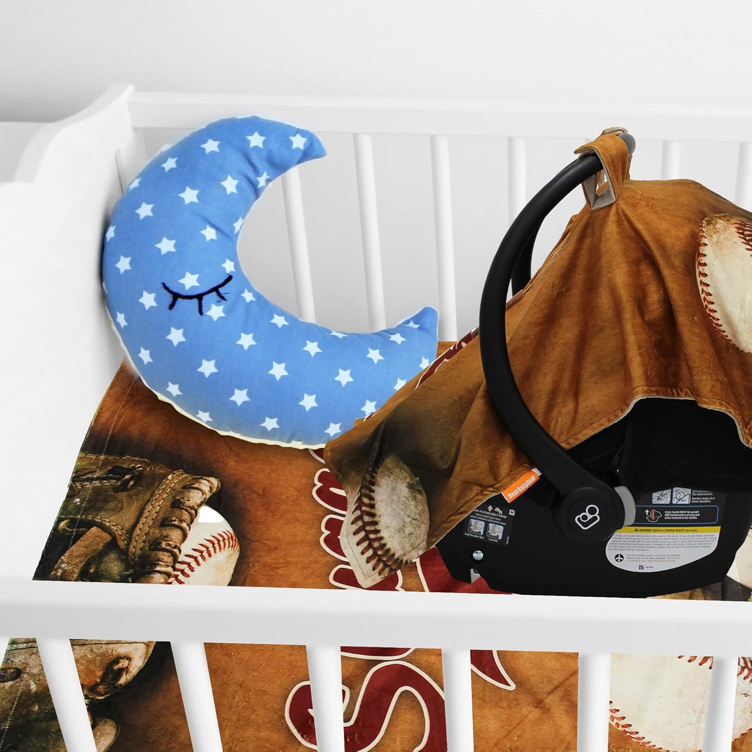 Dear Baby Gear - Reversible Baby Blankets - Soft Nursery Blanket for Newborn - Toddler Blankey - Throw Blanket for Boys & Girls - Infant Blankets - 40x30 (Slugger Baseball Glove - Light Brown)