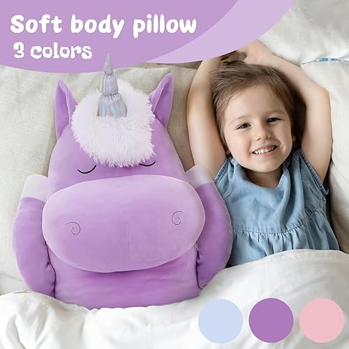 Miniatura 7 de MorisMos Almohada corporal grande de unicornio de 4 pies, almohada de unicornio de felpa de 51 pulgadas de largo para niñas y niños, almohada