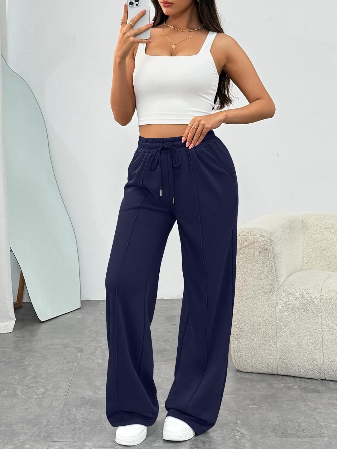 Trendy Queen Womens Wide Leg Sweatpants Baggy Loose Fall Barrel Casual Lounge Athletic Pants Comfy Teen Girl Cute Joggers