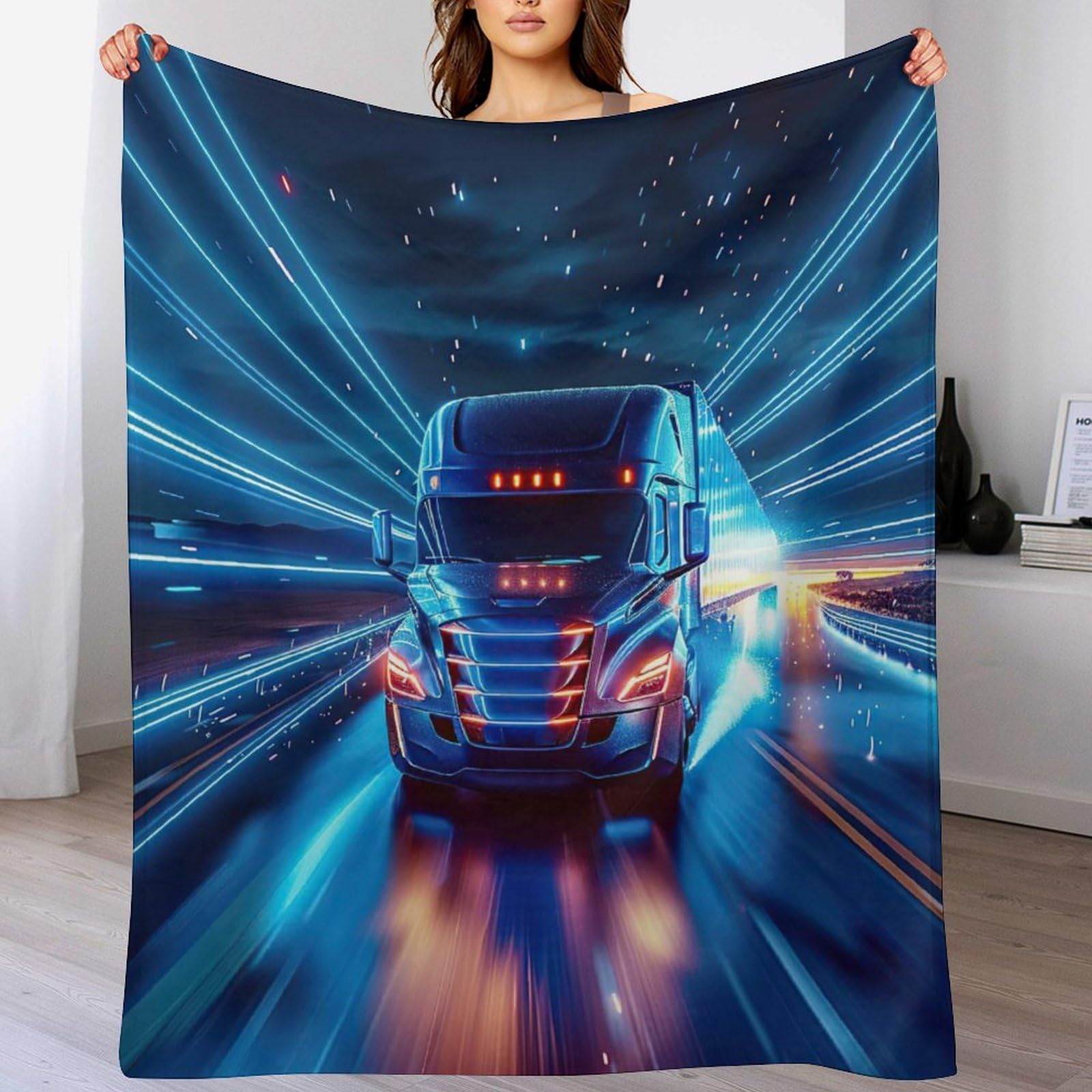 Couverture plaid camion douce en flanelle pour jeté de canapé