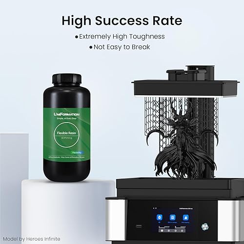 Miniatura 4 de UniFormation Resina flexible para impresora 3D, resina de curado UV de 405 nm, con alto alargamiento y alta resistencia al impacto, puede ser agente